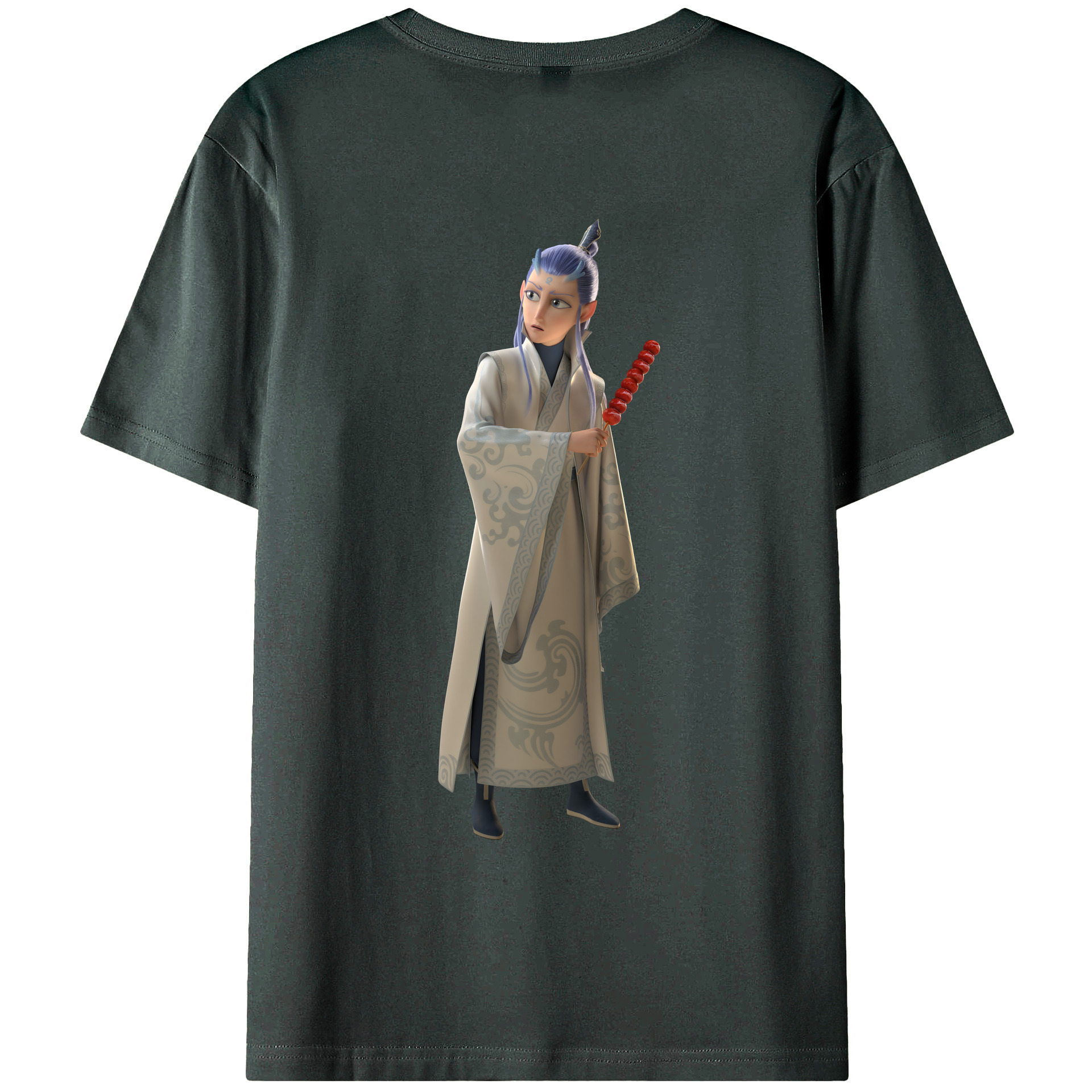 （画像用） Ne Zha 2 ナタ 魔童の大暴れ 綿100％ メンズ半袖Tシャツ（バックプリント） 通気性